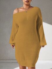 Акція на Плаття в'язане міді зимове тепле жіноче SHEIN GD-00137095 XL Світло-коричневе від Rozetka