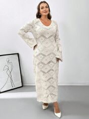 Акція на Плаття в'язане міді осіннє тепле жіноче SHEIN GD-00133007 XL Біле від Rozetka
