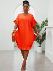 Акція на Плаття міді літнє жіноче SHEIN GD-00137672 XL Помаранчеве від Rozetka
