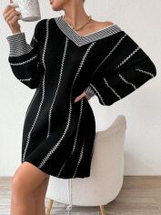 Акція на Плаття в'язане коротке зимове тепле жіноче SHEIN GD-00132571 S Чорне від Rozetka