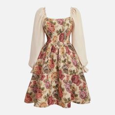 Акція на Плаття міді літнє жіноче SHEIN GD-00131868 XL Світло-бежеве від Rozetka