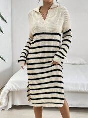 Акція на Плаття в'язане міді осіннє тепле жіноче SHEIN GD-00131956 S Світло-бежеве від Rozetka