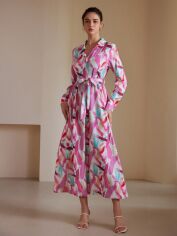 Акція на Плаття-сорочка міді літнє жіноче SHEIN GD-00132002 M Комбіноване від Rozetka