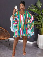 Акція на Плаття коротке літнє жіноче SHEIN GD-00132071 2XL Комбіноване від Rozetka