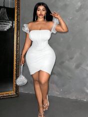 Акція на Плаття вечірнє коротке літнє жіноче SHEIN GD-00132329 2XL Біле від Rozetka