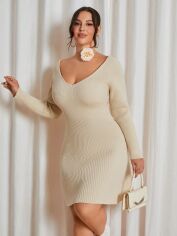 Акція на Плаття в'язане міді осіннє тепле жіноче SHEIN GD-00133152 3XL Пудрове від Rozetka