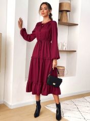Акція на Плаття міді осіннє жіноче SHEIN GD-00133263 L Бордове від Rozetka