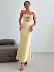 Акція на Плаття вечірнє довге літнє жіноче SHEIN GD-00133345 S Кремове від Rozetka