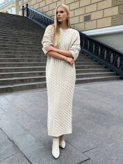 Акція на Плаття в'язане довге осіннє тепле жіноче SHEIN GD-00134263 One Size Світло-бежеве від Rozetka
