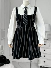 Акція на Плаття-сорочка коротке осіннє жіноче SHEIN GD-00134393 4XL Чорно-біле від Rozetka