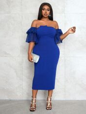 Акція на Плаття вечірнє міді літнє жіноче SHEIN GD-00134654 XL Синє від Rozetka