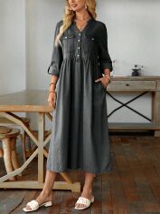 Акція на Плаття міді літнє жіноче SHEIN GD-00131900 S Темно-сіре від Rozetka