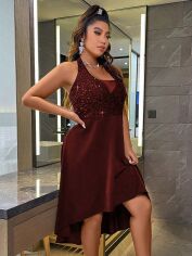 Акція на Плаття вечірнє міді літнє жіноче SHEIN GD-00137102 2XL Бордове від Rozetka