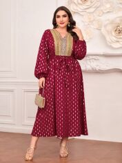 Акція на Плаття вечірнє довге літнє жіноче SHEIN GD-00136904 XL Бордове від Rozetka