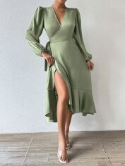 Акція на Плаття міді літнє жіноче SHEIN GD-00132139 XL Сіро-зелене від Rozetka