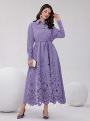Акція на Плаття-сорочка вечірнє довге літнє жіноче SHEIN GD-00142429 L Бузкове від Rozetka