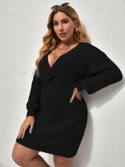 Акція на Плаття в'язане коротке зимове тепле жіноче SHEIN GD-00138994 3XL Чорне від Rozetka