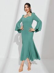 Акція на Плаття міді літнє жіноче SHEIN GD-00142756 L Сіро-зелене від Rozetka