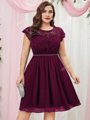 Акція на Плаття вечірнє міді літнє жіноче SHEIN GD-00139759 4XL Бордове від Rozetka