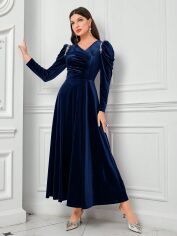 Акція на Плаття вечірнє довге осіннє жіноче SHEIN GD-00142921 L Темно-синє від Rozetka