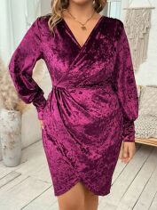 Акція на Плаття коротке осіннє жіноче SHEIN GD-00139821 4XL Пурпурове від Rozetka