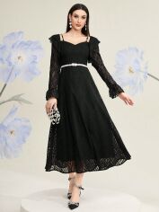 Акція на Плаття вечірнє міді осіннє жіноче SHEIN GD-00143162 L Чорне від Rozetka