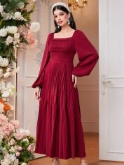 Акція на Плаття вечірнє міді літнє жіноче SHEIN GD-00143234 L Бордове від Rozetka
