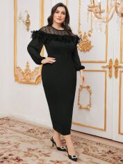 Акція на Плаття вечірнє міді осіннє жіноче SHEIN GD-00139099 3XL Чорне від Rozetka