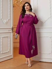 Акція на Плаття вечірнє міді осіннє жіноче SHEIN GD-00139124 3XL Пурпурове від Rozetka