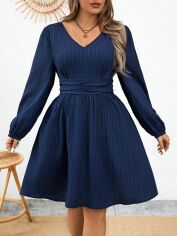 Акція на Плаття коротке осіннє жіноче SHEIN GD-00139887 4XL Темно-синє від Rozetka