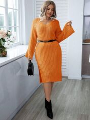 Акція на Плаття в'язане міді зимове тепле жіноче SHEIN GD-00138279 2XL Помаранчеве від Rozetka
