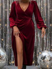 Акція на Плаття вечірнє міді осіннє жіноче SHEIN GD-00138293 2XL Бордове від Rozetka