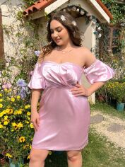 Акція на Плаття вечірнє коротке літнє жіноче SHEIN GD-00139932 4XL Світло-рожеве від Rozetka