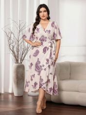 Акція на Плаття на запах довге літнє жіноче SHEIN GD-00140183 4XL Біле від Rozetka