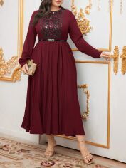 Акція на Плаття вечірнє міді осіннє жіноче SHEIN GD-00138274 2XL Бордове від Rozetka