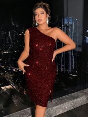 Акція на Плаття вечірнє міді літнє жіноче SHEIN GD-00139908 4XL Бордове від Rozetka