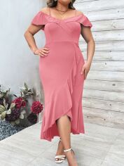 Акція на Плаття вечірнє міді літнє жіноче SHEIN GD-00140164 4XL Світло-рожеве від Rozetka