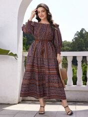 Акція на Плаття міді осіннє жіноче SHEIN GD-00139166 3XL Комбіноване від Rozetka