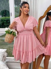 Акція на Плаття міді літнє жіноче SHEIN GD-00138268 2XL Рожеве від Rozetka