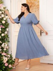 Акція на Плаття довге літнє жіноче SHEIN GD-00139178 3XL Сіро-блакитне від Rozetka