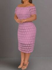 Акція на Плаття вечірнє міді літнє жіноче SHEIN GD-00139354 3XL Світло-рожеве від Rozetka
