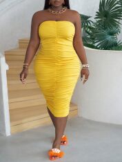 Акція на Сукня жіноча SHEIN GD-00138495 2XL Жовта від Rozetka