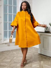 Акція на Плаття вечірнє міді літнє жіноче SHEIN GD-00140077 4XL Охра від Rozetka