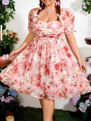 Акція на Плаття міді літнє жіноче SHEIN GD-00140089 4XL Світло-рожеве від Rozetka