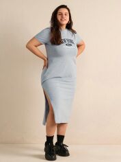 Акція на Плаття-футболка міді літнє жіноче SHEIN GD-00139947 4XL Світло-сіре від Rozetka