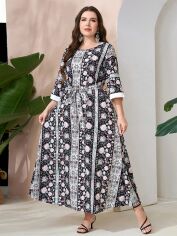 Акція на Плаття довге літнє жіноче SHEIN GD-00139959 4XL Комбіноване від Rozetka