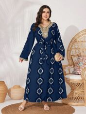 Акція на Плаття вечірнє довге літнє жіноче SHEIN GD-00139294 3XL Темно-синє від Rozetka