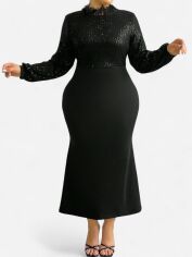 Акція на Плаття вечірнє міді осіннє жіноче SHEIN GD-00139989 4XL Чорне від Rozetka