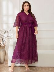 Акція на Плаття вечірнє довге літнє жіноче SHEIN GD-00139336 3XL Темно-бордове від Rozetka