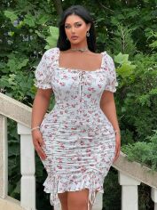 Акція на Плаття коротке літнє жіноче SHEIN GD-00138628 2XL Біле від Rozetka